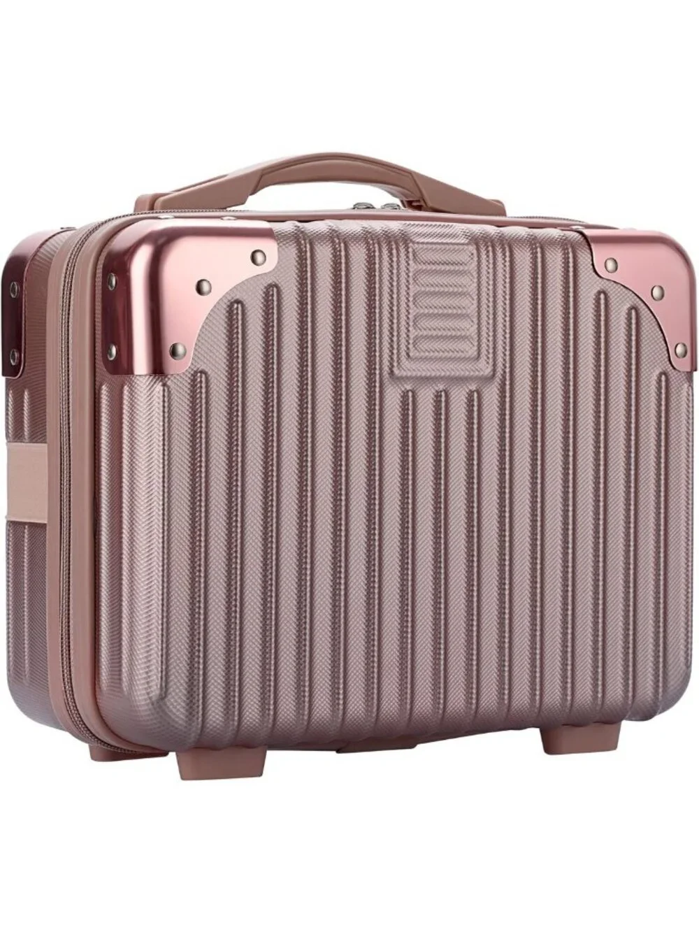 Portable Hard Shell Cosmetic Travel Case - Mini Makeup Suitcase with Elastic
